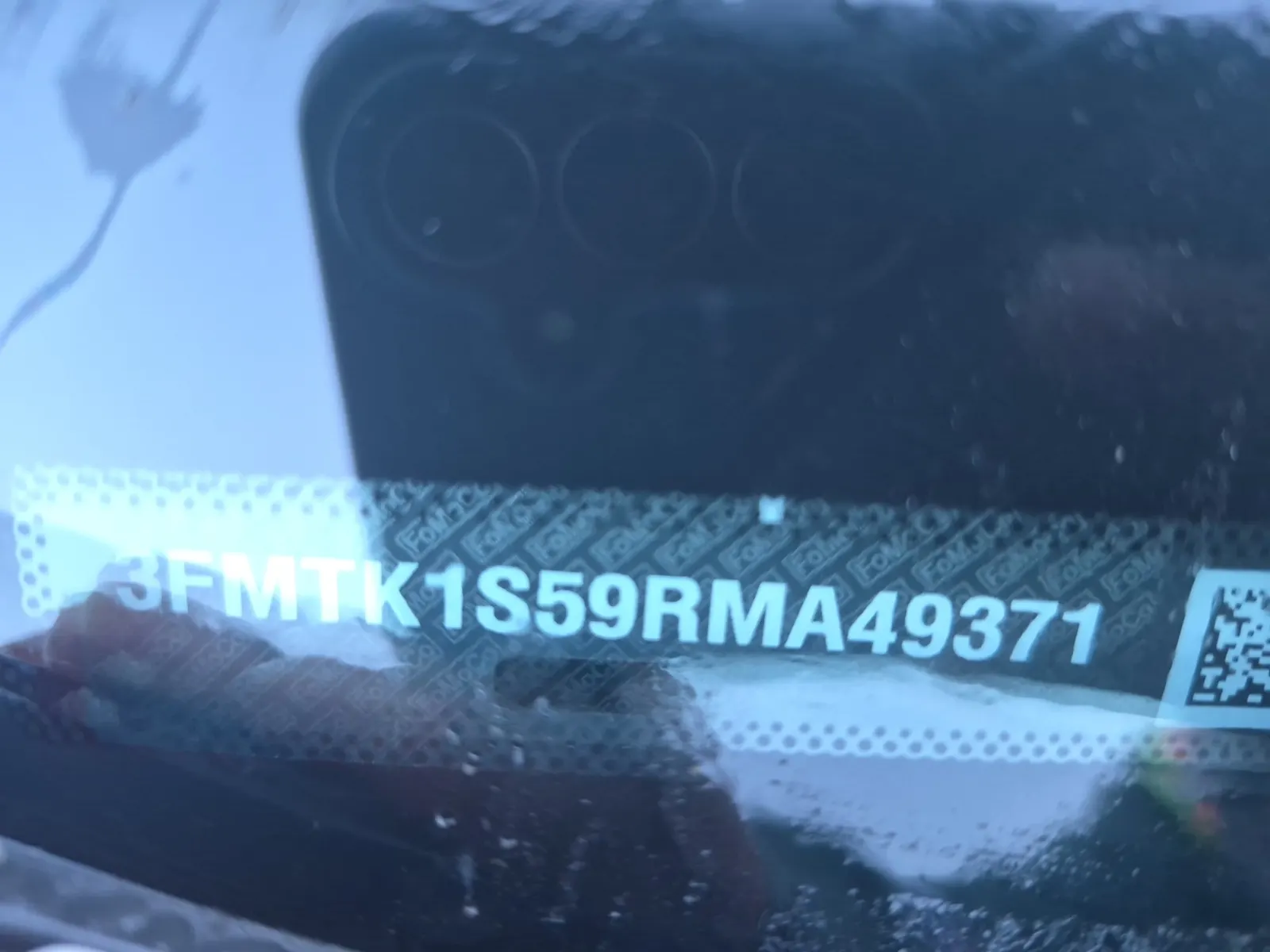 Dash VIN Plate Photo