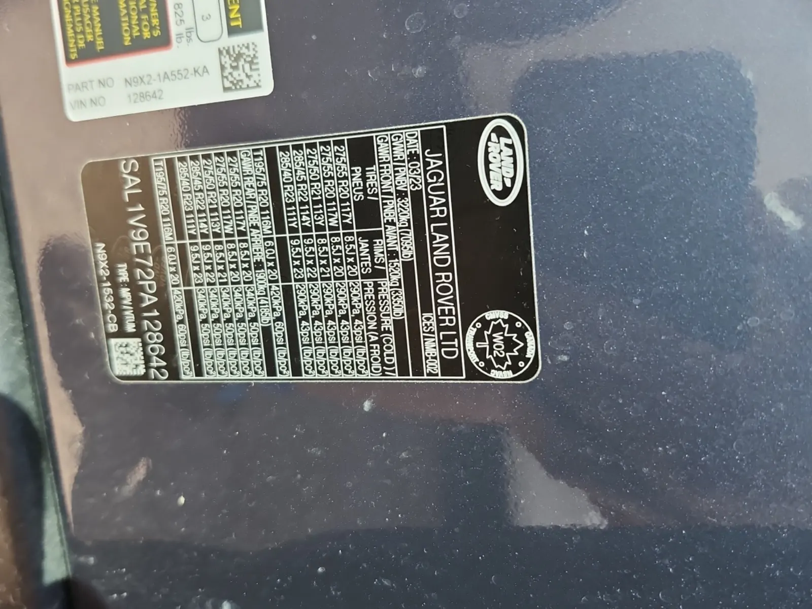 VIN Sticker Photo
