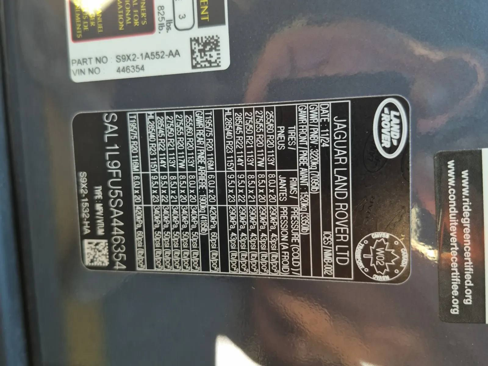 VIN Sticker Photo