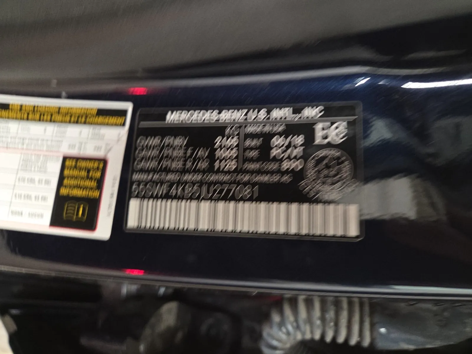 VIN Sticker Photo