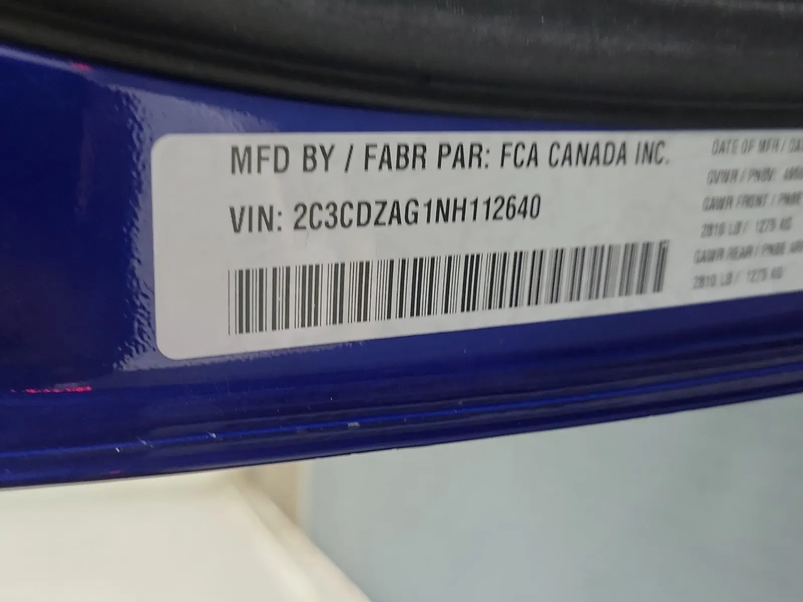 VIN Sticker Photo