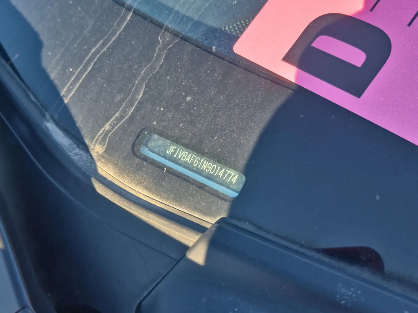 Dash VIN Plate Photo