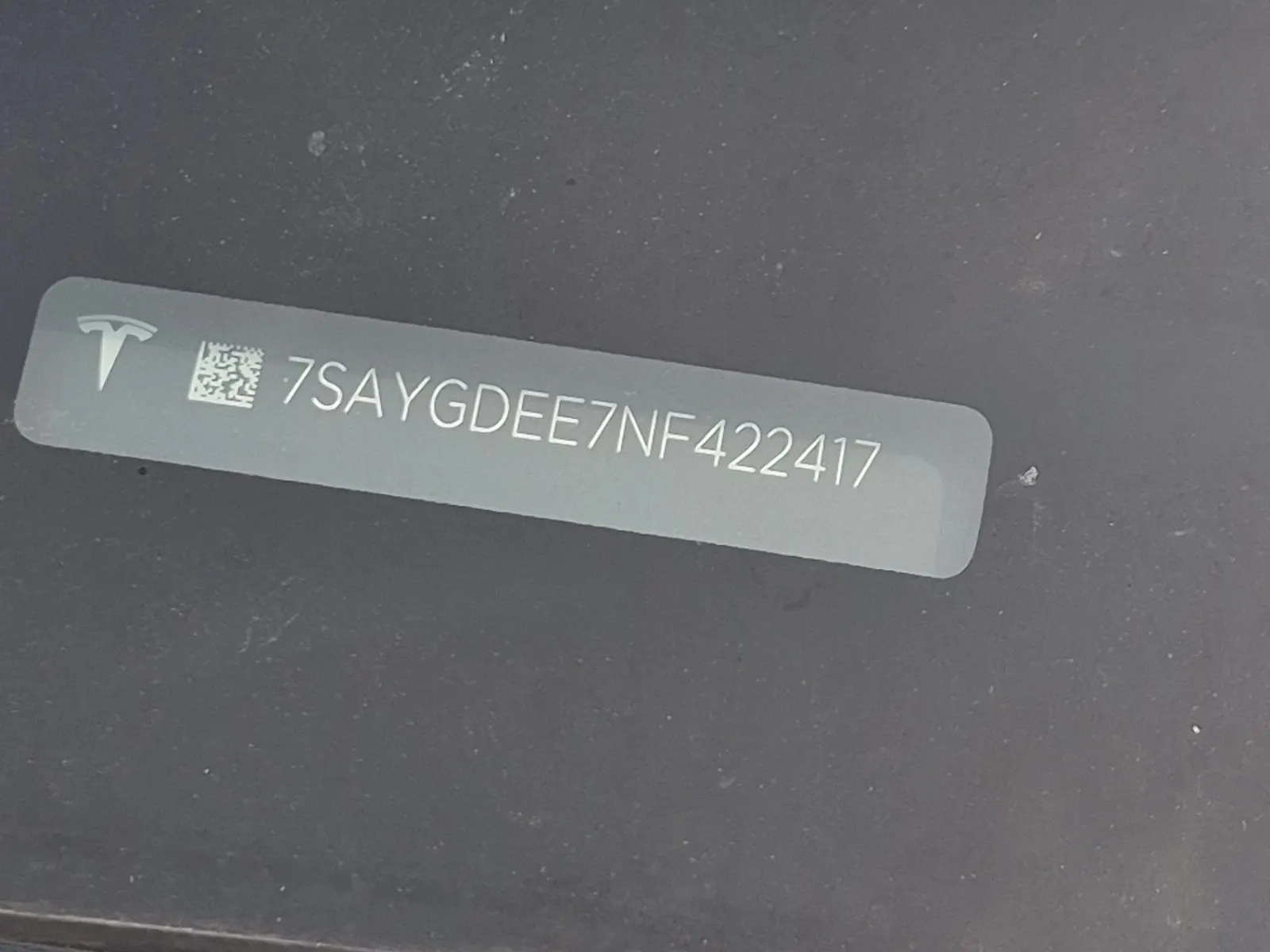 Dash VIN Plate Photo