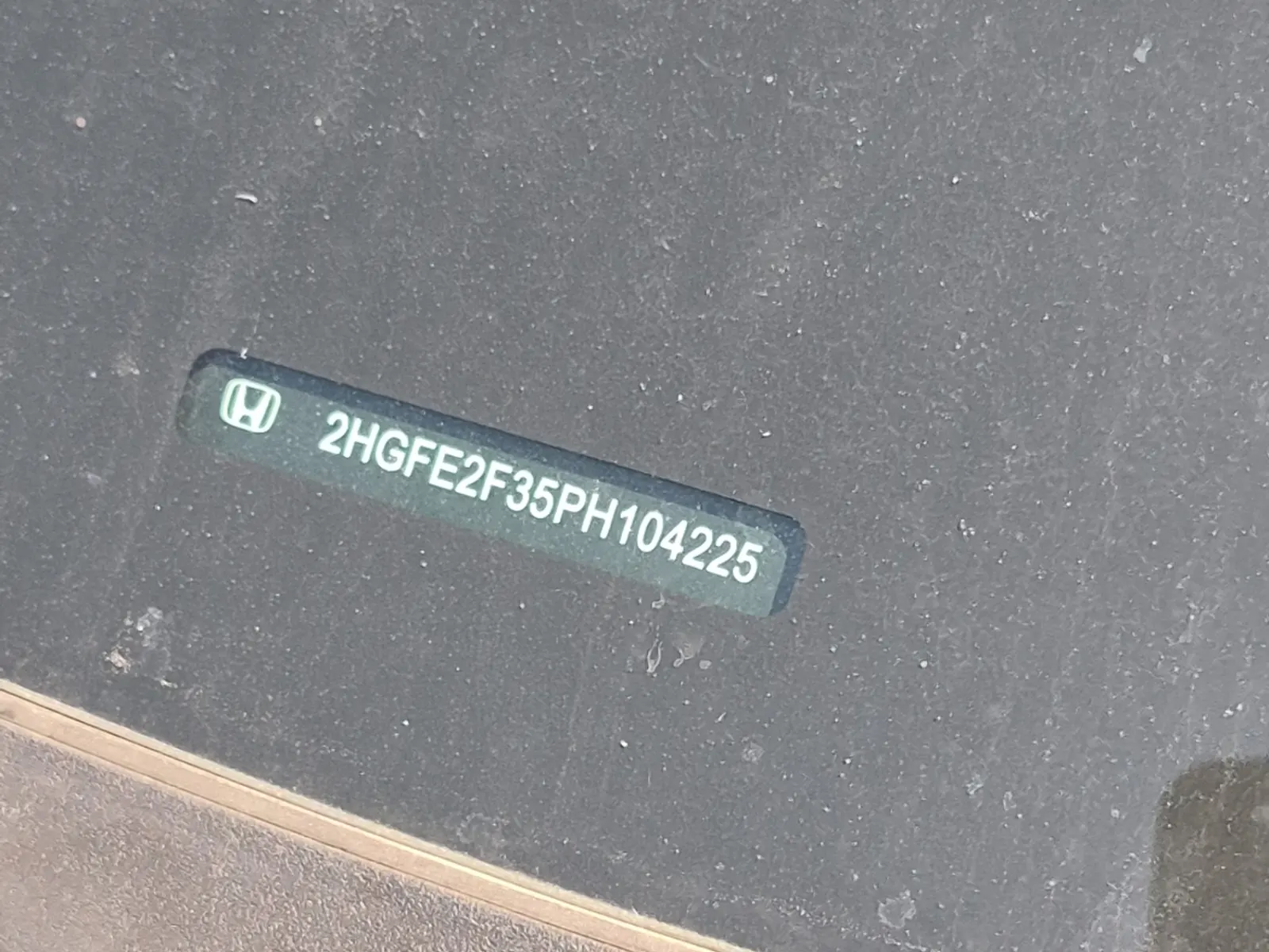 Dash VIN Plate Photo